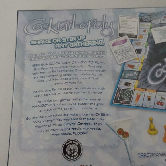 Cocktail-opoly Cocktail Drinks Trading Board Game New Factory Sealed! - Picture 2 of 9